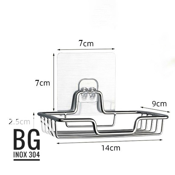 Kệ đựng xà phòng dán tường nhà tắm inox 304 cao cấp với khe thoát nước để đựng cục xà bông khô ráo