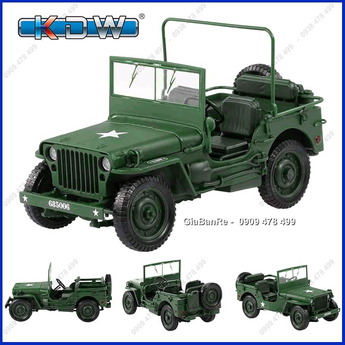 XE MÔ HÌNH KIM LOẠI CHI TIẾT TỈ LỆ 1:18 -  JEEP WILLY A1 - KDW - 9998