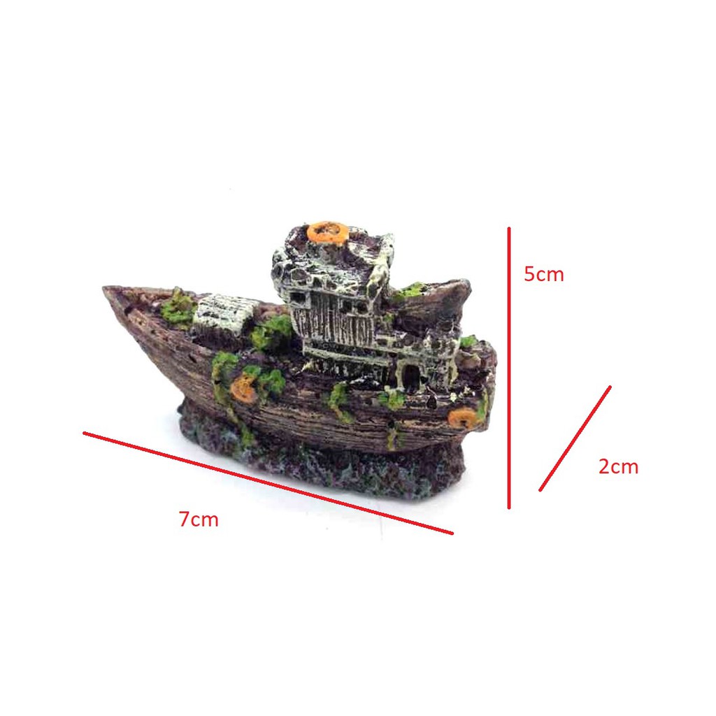 Tượng tàu thuyền đắm nhỏ dành cho bể mini