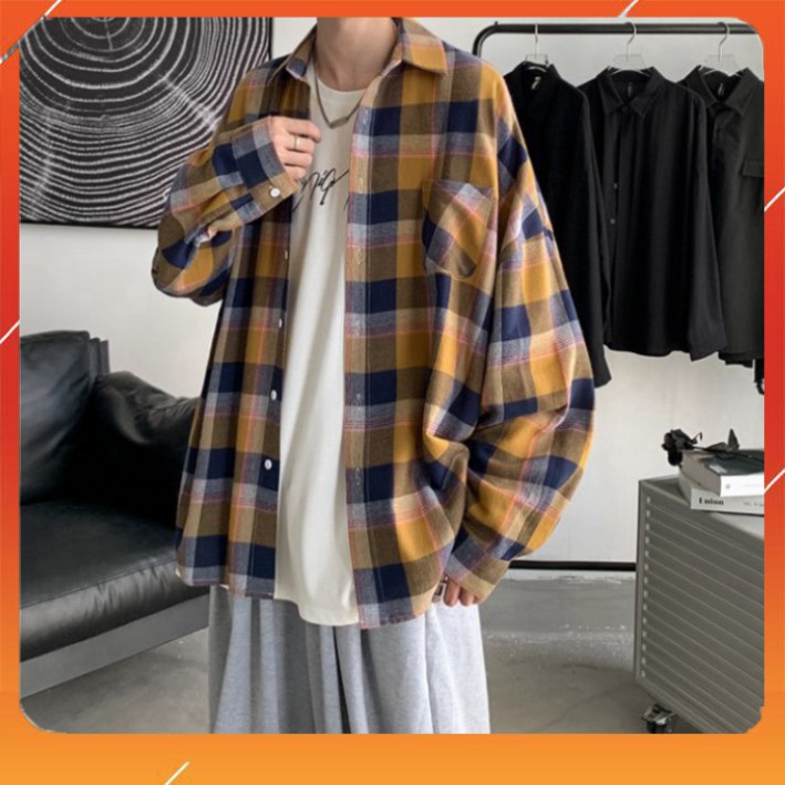 Áo Sơ Mi Caro Oversize Chất Đẹp Siêu Hot🍁 Sơ mi Caro Unisex nam nữ đều mặc được