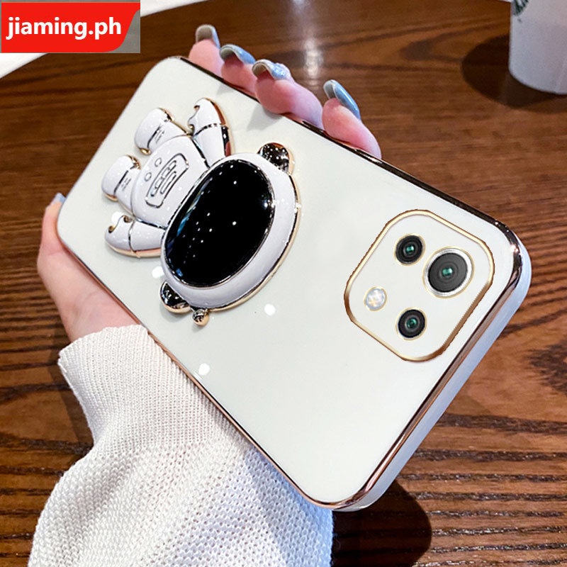 Ốp Điện Thoại Mềm Mạ Điện Hình Phi Hành Gia 3D Có Giá Đỡ Cho Xiaomi 11 Lite 4G 11 Lite 5G