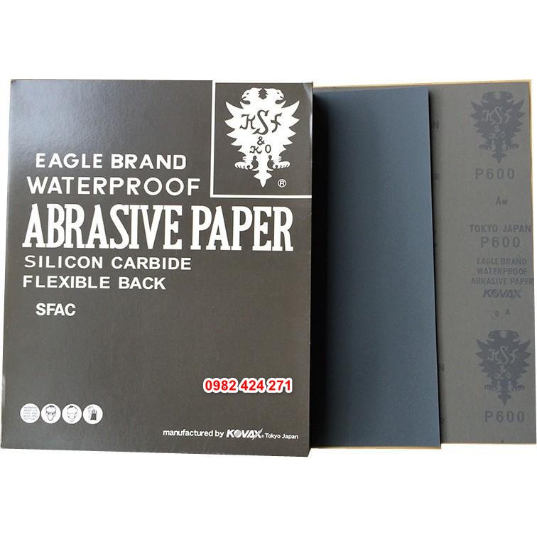 Xấp 100 tờ Giấy nhám Nhật Kovax đủ độ cát đánh bóng kim loại, gỗ, inox dùng môi trường nước, khô, dầu (made in Japan)