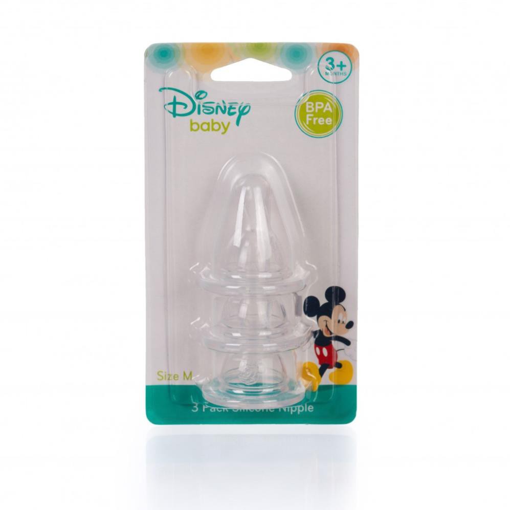 Bộ 3 núm ty silicon cổ thường Disney size S/M/L