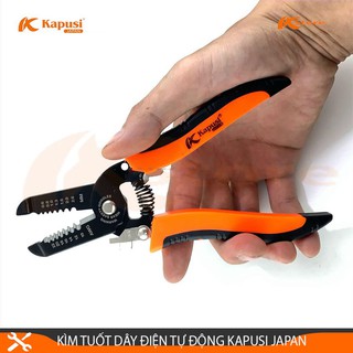 KÌM TUỐT DÂY ĐIỆN KAPUSI JAPAN K-9100, PHẠM VI TUỐT 0.6-2.6MM, KÌM TUỐT DÂY ĐIỆN NHẬT BẢN CÓ KHÓA AN TOÀN