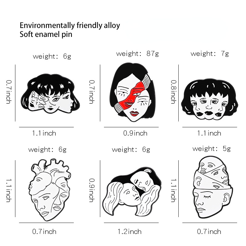 Ghim Cài Áo Hình Gương Mặt Cô Gái Kinh Dị Độc Đáo