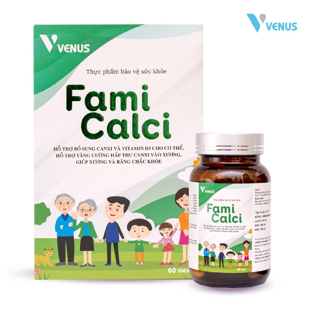 Bổ sung canxi, vitamin D3 Fami Calci - Hỗ trợ xương khớp, giảm loãng xương, còi xương, phát triển chiều cao ở trẻ em