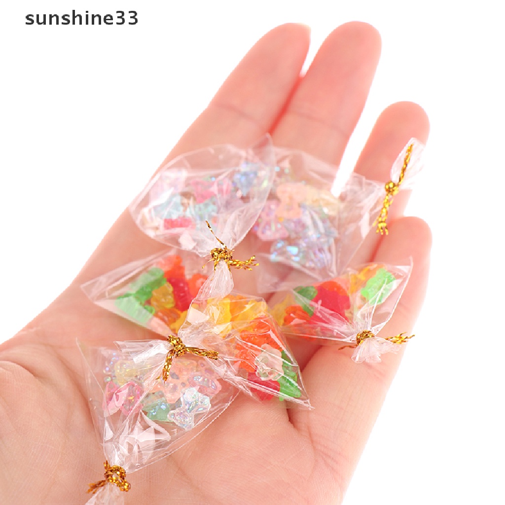 SU 12Pcs 1:12 Dollhouse Miniature Bear Candy Food Dessert Sugar Candy Kitchen Toy n