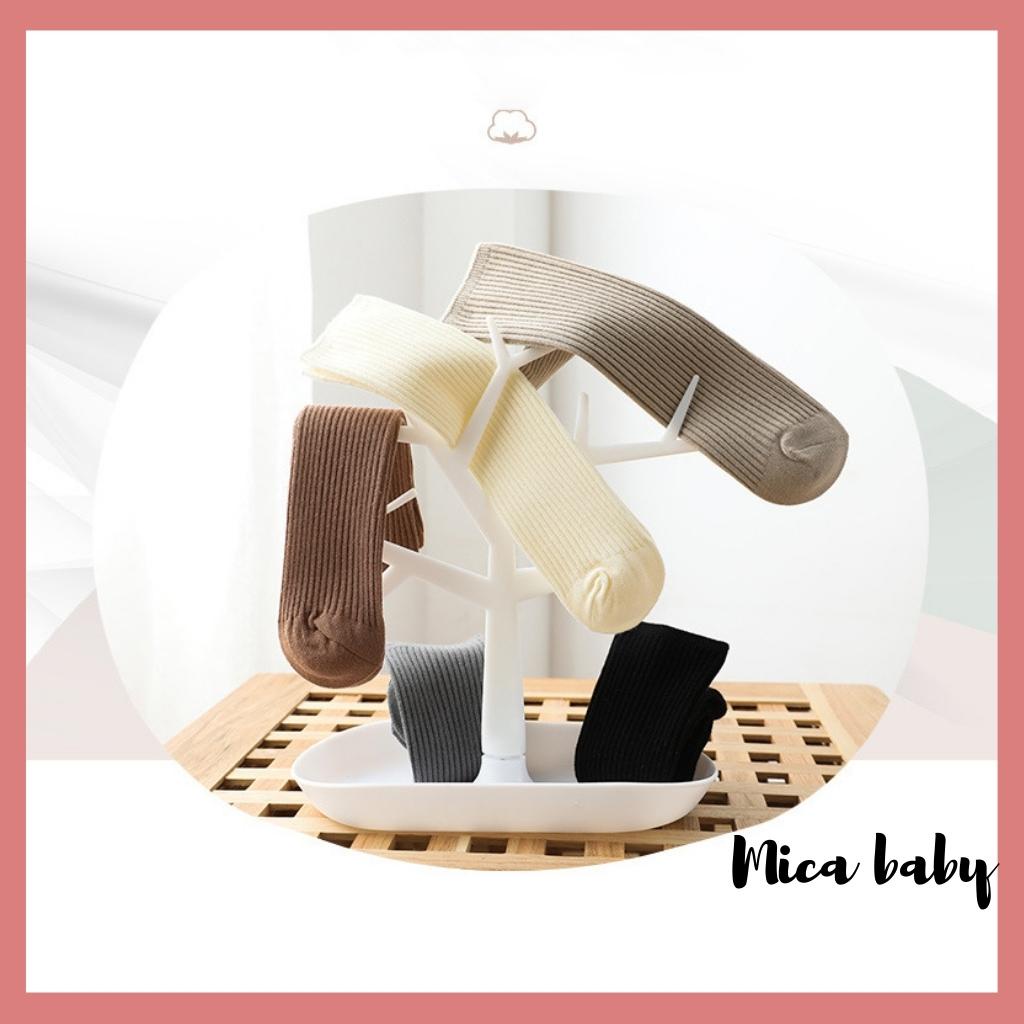 Tất vớ cổ cao màu trơn không gót đáng yêu cho bé từ 1-4 tuổi Mica baby T11