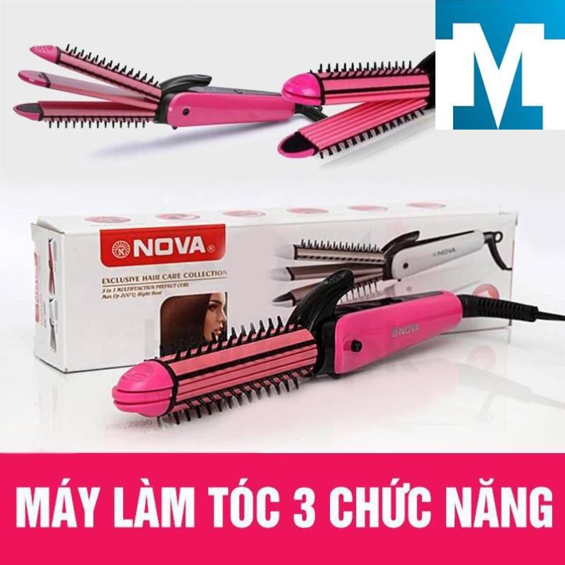 Lược điện tạo kiểu tóc 3 in 1 Nova 8890 Màu Hồng