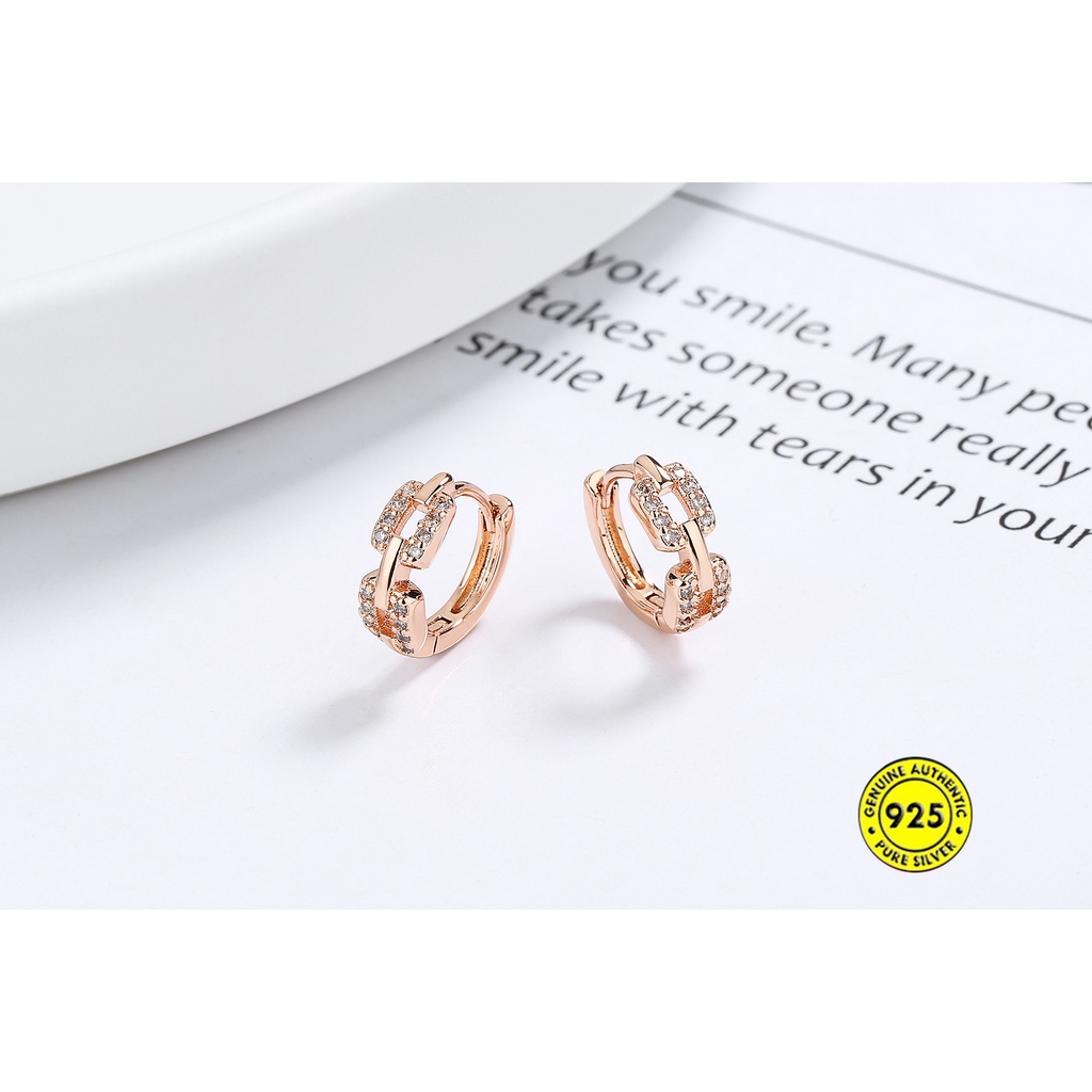 Bông Tai Hình Học Đính Đá Kim Cương Đơn Giản Dễ Phối Đồ Không Cần Cởi Chống Nước Chống Dị Ứng