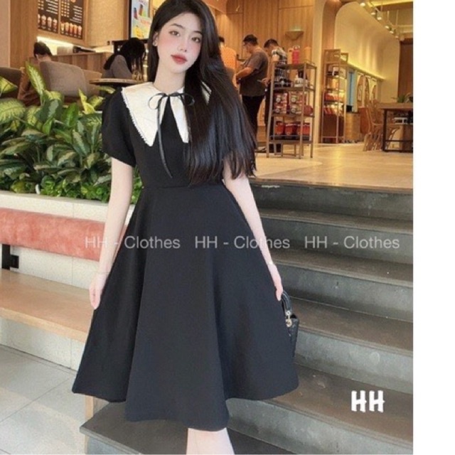 Váy Xòe Dáng Dài Cổ Bèo Chất Đẹp Tôn Dáng