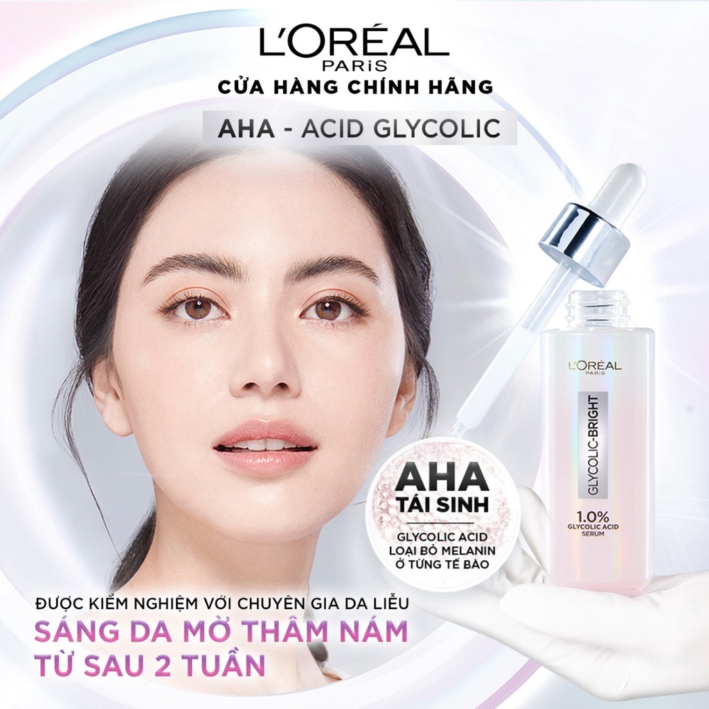 Serum dưỡng sáng mờ thâm nám L'Oreal Paris Glycolic Bright 1.0% Glycolic Acid (AHA) 30ml