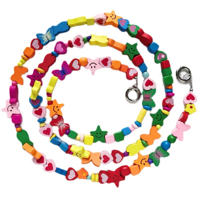 Dây Đeo Chéo Dài 110cm Bằng Gỗ Họa Tiết Hoa Có Móc Treo Túi Xách / Điện Thoại