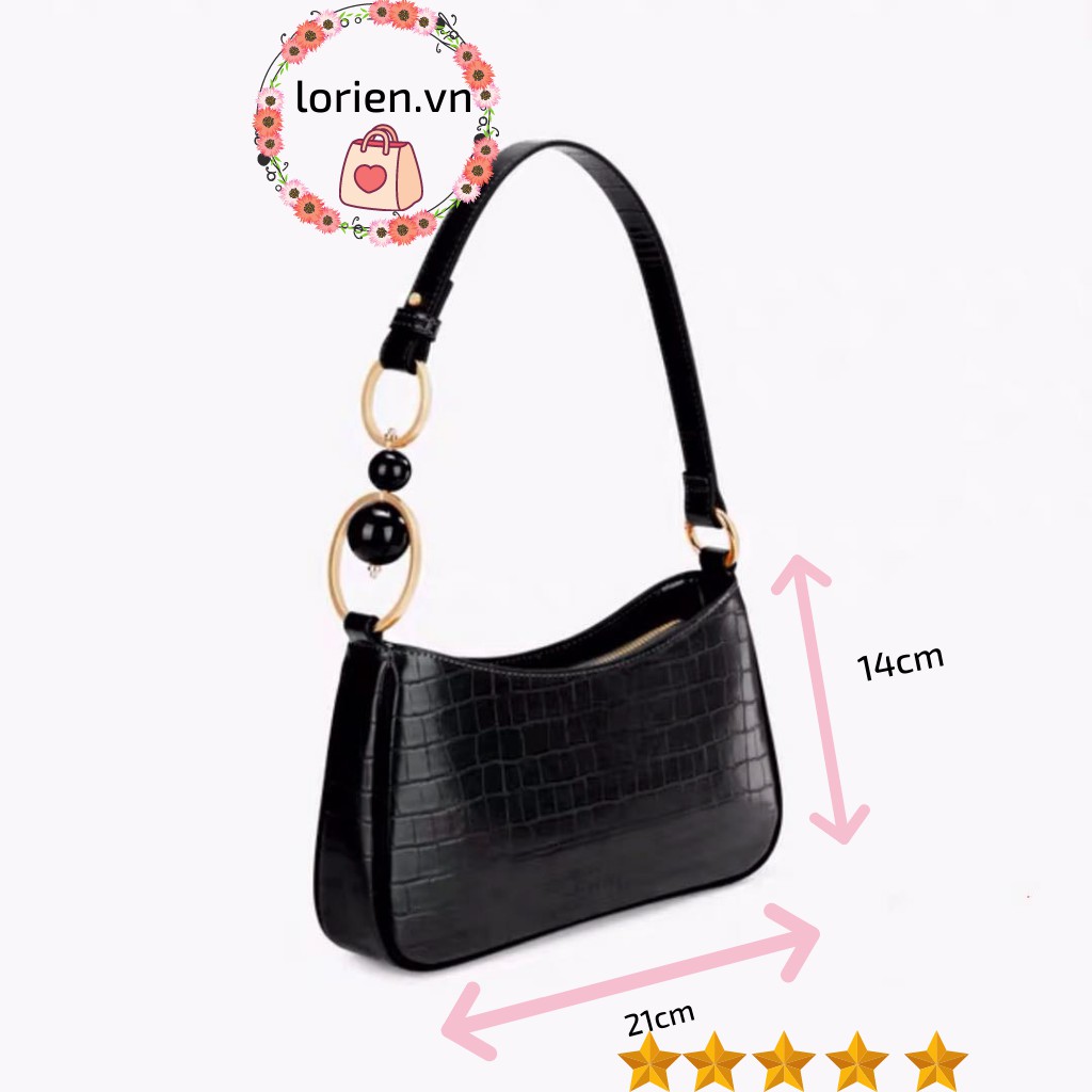 Túi kẹp nách nữ da vân cá sấu loại 1 - LORIEN - Túi xách nữ quai ngọc size 21 Da mềm kẹp nách tiêu thư hàn quốc đẹp | BigBuy360 - bigbuy360.vn