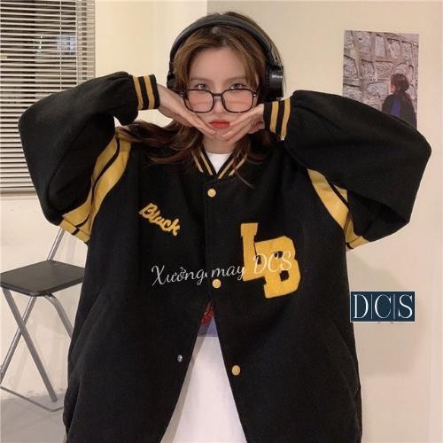 [Mã FAMARAL1 giảm 10K đơn 50K] Áo Khoác Bomber Unisex Áo Varsity Jacket Nam Nữ Chất Nỉ Cúc Bấm LB 93 Xưởng May DCS