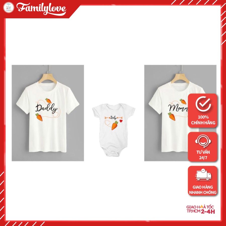 Áo gia đình Familylove - Mẫu Áo gia đình Quả Carot Dad Mom Baby
