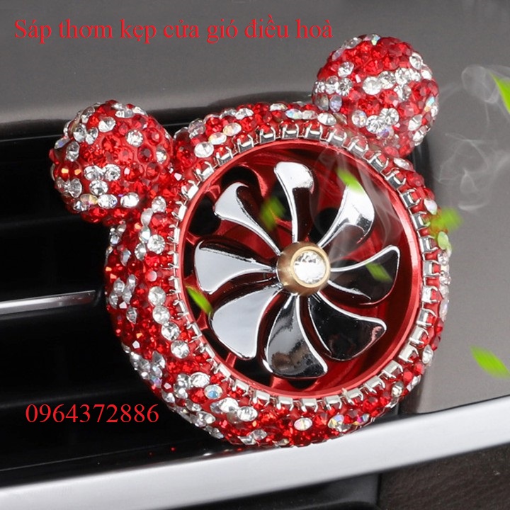 Quạt sáp thơm ô tô kẹp cửa gió điều hòa đính đá