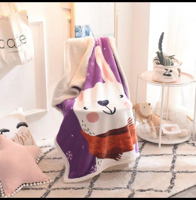 Chăn Lông Cừu 2 Lớp Loại Dày Dặn Cho Bé KT 1*1,4m