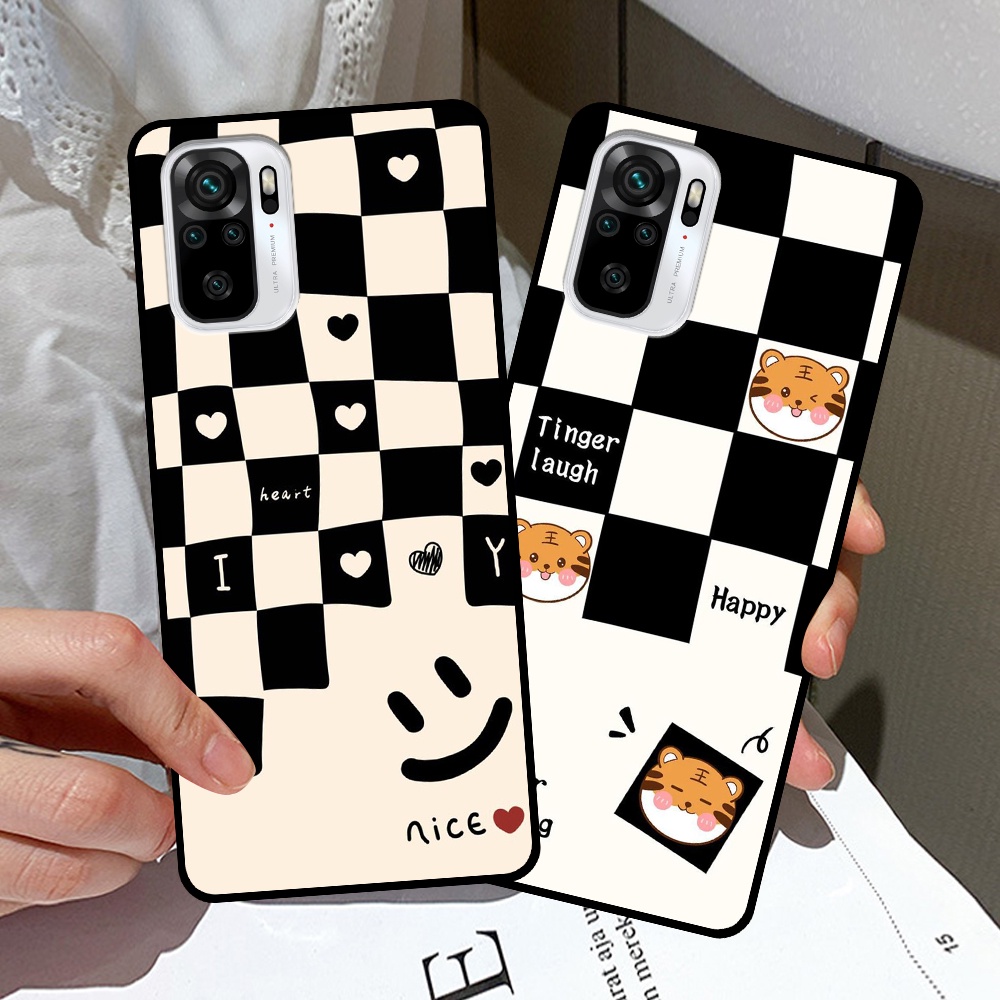 Ốp Xiaomi Redmi Note 10 4G/5G - Note 10s -  Note 10 Pro in hình sọc caro, họa tiết đen trắng dễ thương