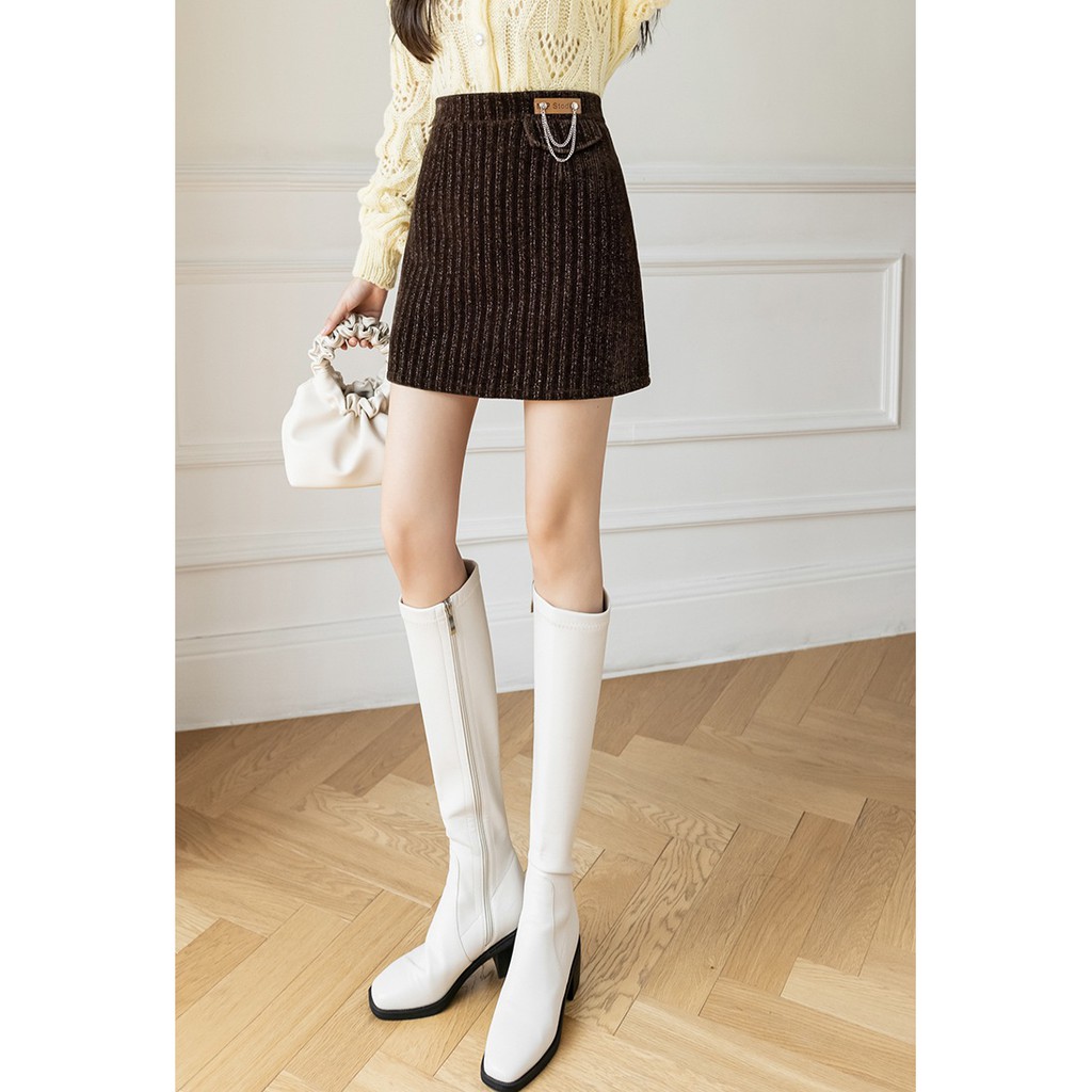 Chân váy nhung lưng cao dáng chữ A màu đen nâu size SML - Sogeum.store | BigBuy360 - bigbuy360.vn