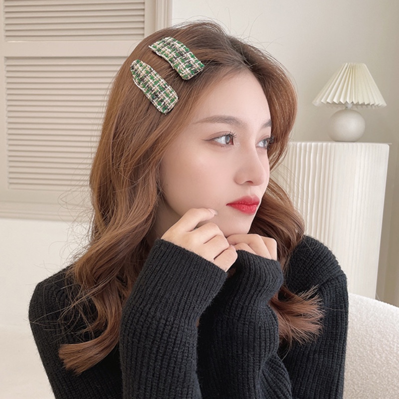 Kẹp tóc dệt kim kẻ sọc kiểu Hàn Quốc thời trang thu đông