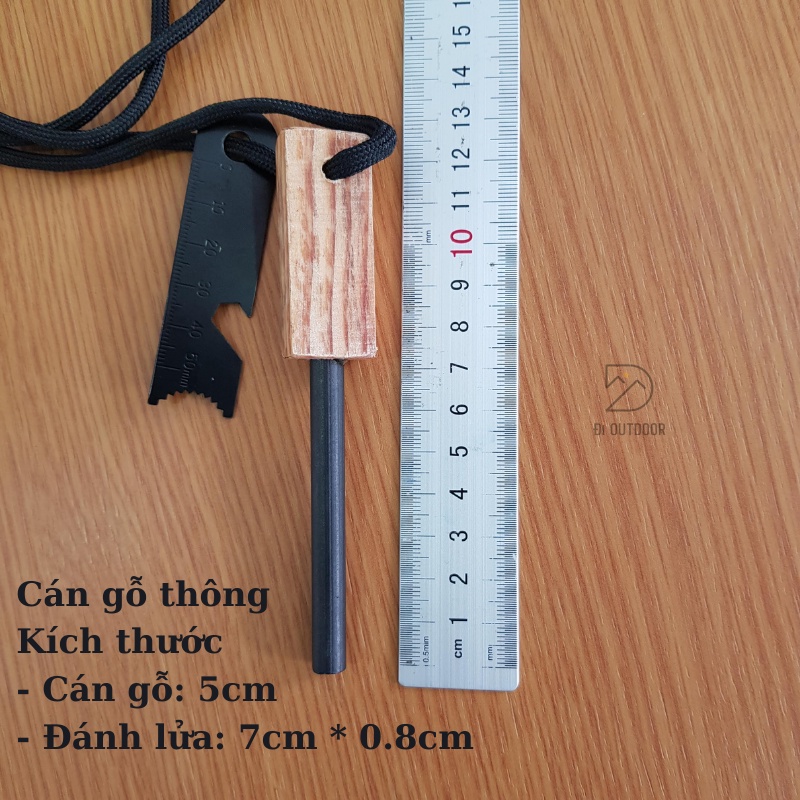 Cây đánh lửa sinh tồn magnesium cán gỗ