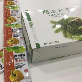 Mua 1 tặng 1 Rong nho Umibudo hộp 12 gói giúp làm salad, ăn gỏi (tặng nước sốt Kewpie)
