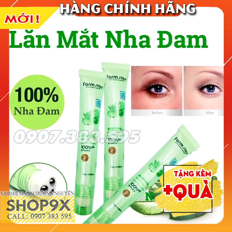 [Chính Hãng] Combo 2 Lăn Mắt Nha Đam Farm Stay Giảm Thâm Quầng Bọng Mắt + Tặng 1 Nạ Mắt Collagen