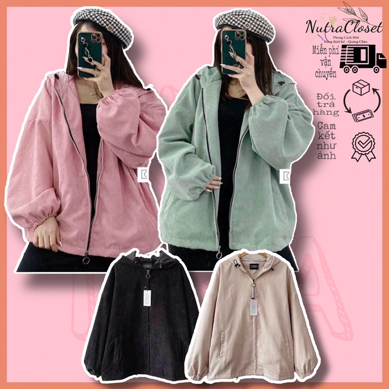 Áo khoác kaki nhung gân quảng châu tay cánh dơi form rộng unisex ulzzang nam nữ