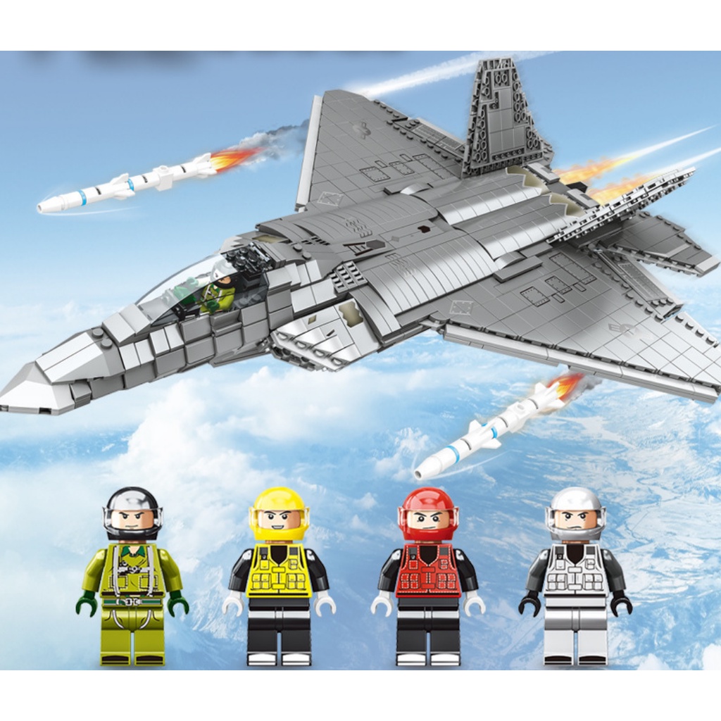 Bộ 1802 Mô Hình Máy Bay Chiến Đấu MOC WW2 F-22 Raptor