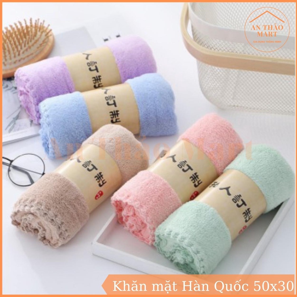 Khăn Mặt Hàn Quốc Siêu Mềm Mại 50x30cm, Khăn Mặt Lông Cừu Siêu Thấm Hút