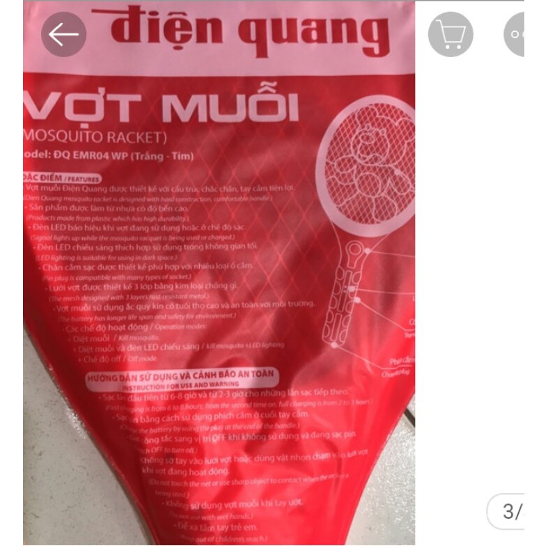 Vợt muỗi cao cấp Điện Quang TẶNG CUỘN BĂNG KEO ĐIỆN