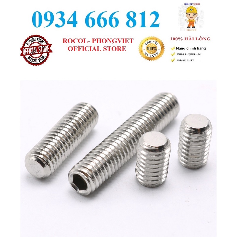 Set 50 cái và 10 cái M6 Vít trí đầu bằng inox304 M6X5,M6x6,M6x8,M6x10,M6x16
