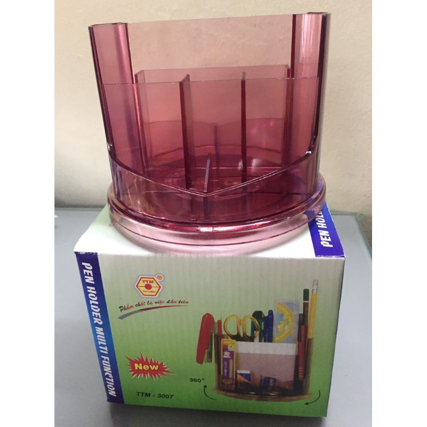 Khay bút cắm bàn 3007 xoay 360 độ giao màu ngẫu nhiên