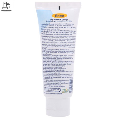 Sữa rửa mặt E100 tinh chất sữa bò 80ml