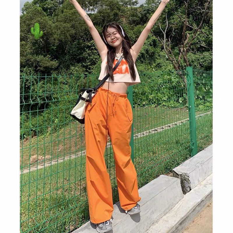 Set bộ thể thao hip hop áo ba lỗ và quần dài, Chất gân kết hợp quần kate,Size: <53kg