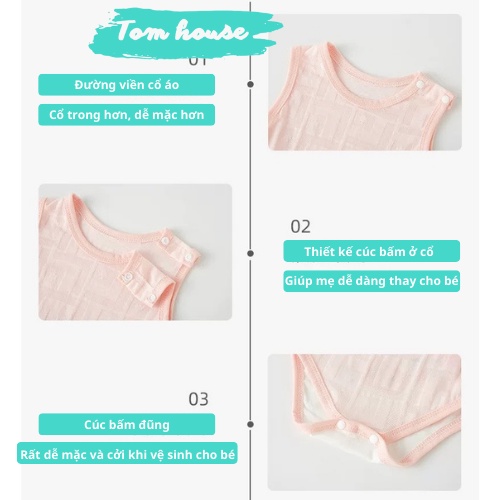 Bộ Đồ Liền Thân Bodysuit Sát Nách Vải Thông Hơi Mỏng Mát Mùa Hè Cho Bé Trai Bé Gái 𝟎𝟗𝐁𝐃𝐒