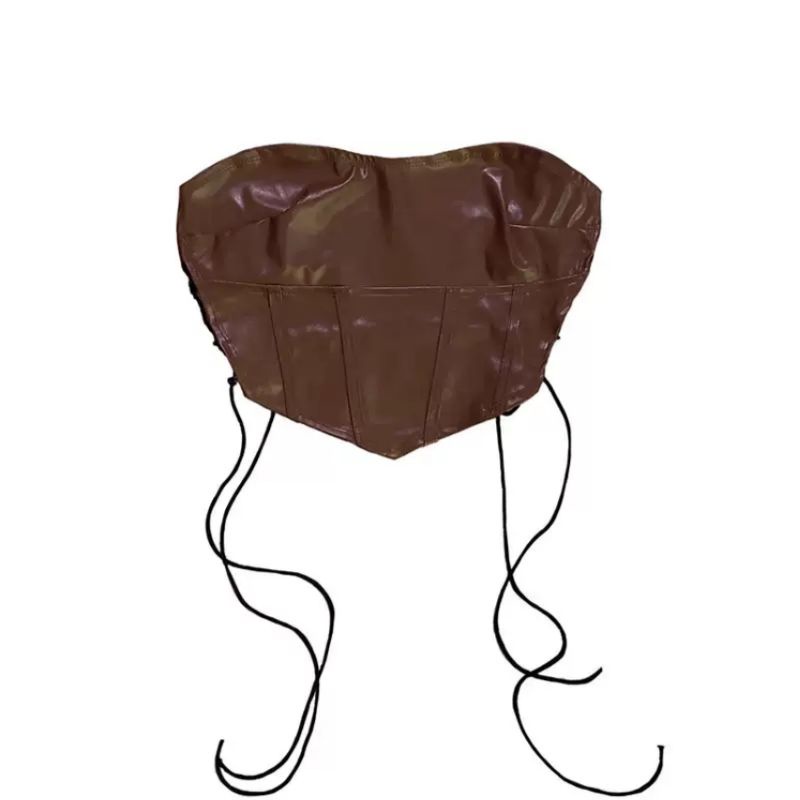 CORSET NÂU CHẤT DA HIPHOP / ÁO CROPTOP NỮ PHONG CÁCH EGIRLS SEXY / ÁO QUÂY CÚP NGƯC