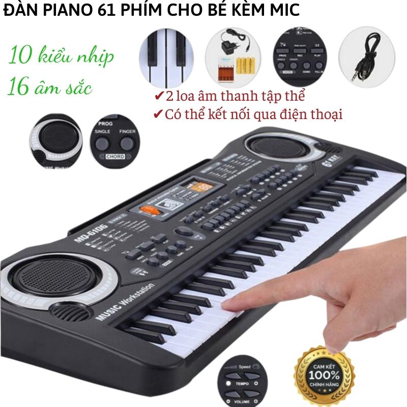 🍀Tặng mic 🍀 Đàn Piano Điện Tử 61 Phím Đa Dạng Bài Hát Và Giai Điệu Cho Bé Tập Hát - ĐÀN ORGAN