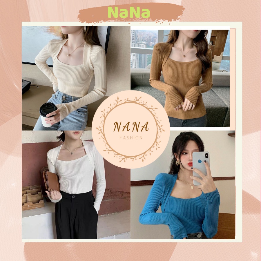 [Hàng Cao Cấp Loại 1]Áo Len Tăm Dài Tay Cổ Vuông Hàng Không Bai Xù Nana Store