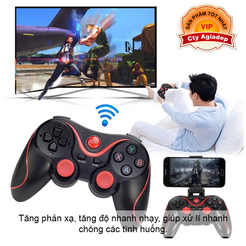 Tay cầm chơi Game Bluetooth xịn sò (độ nhạy cao) AGD X3 dùng mọi game điện thoại, máy tính PC