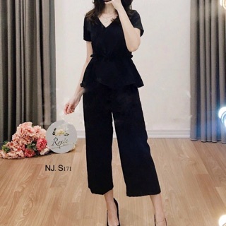 Set áo peplum + quần ống rộng