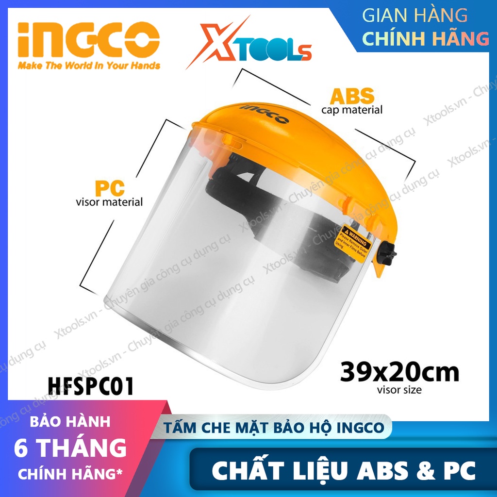 Kính che mặt INGCO HFSPC01 kính bảo hộ chống văng bắn, hóa chất, bảo vệ mắt, mũi, miệng / Dùng cho cơ khí, phòng dịch