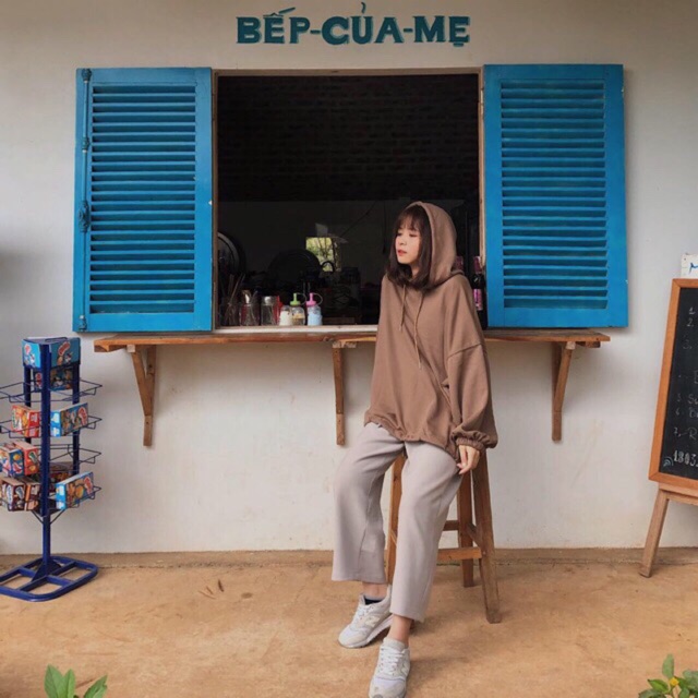 Hoddie nỉ bông nâu đậm unisex - Khoác nỉ chui đầu nâu socola có nón ( Ảnh thật + Video ) | BigBuy360 - bigbuy360.vn
