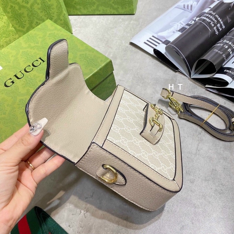 Túi gu chi Hồ ngọc hà full vân trắng size 20 bản 2 dây full box 6201-5#