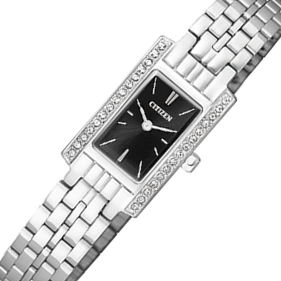 Đồng Hồ Nữ Citizen Đính Đá Swarovski Dây Thép Không Gỉ EZ6350-53E - Mặt Đen