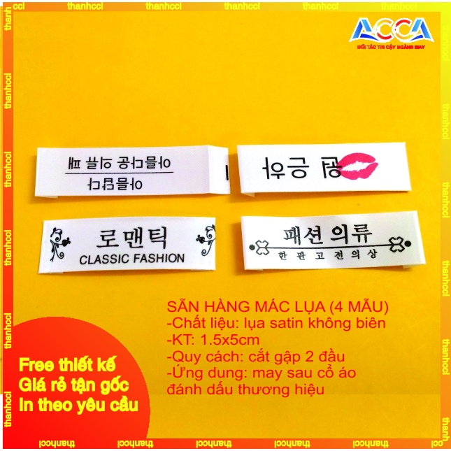 In mác quần áo theo yêu cầu_500 mác vải lụa satin chữ Hàn, Quảng Châu bán sẵn giá rẻ_Miễn phí thiết kế Logo theo yêu cầu