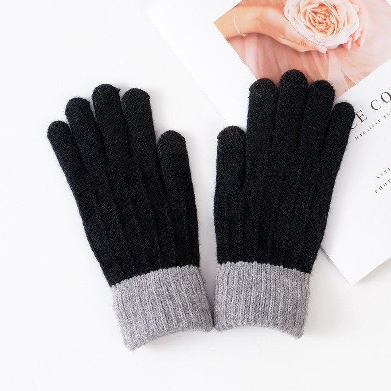Bao tay ONZ hai màu - Găng tay nam nữ len cảm ứng acrylic mềm mịn giữ ấm GT02