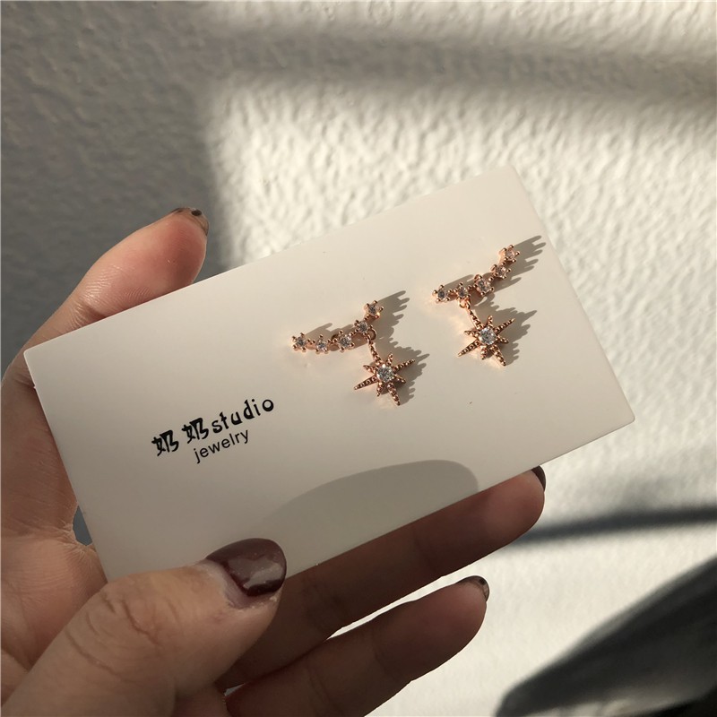 Bông Tai Mạ Bạc Hình Ngôi Sao Đính Đá A286