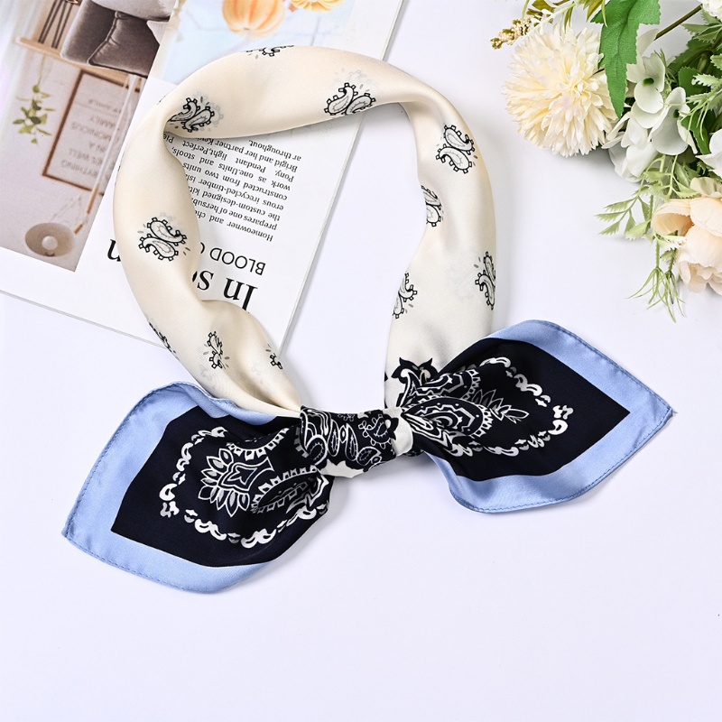 Set 7 Khăn Quàng Cổ Lụa Satin Giả Vuông Đa Ứng Dụng